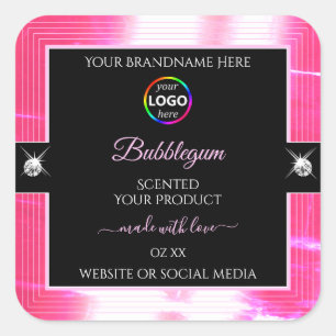 Etiqueta do logotipo preto brilhante Girly cor-de-