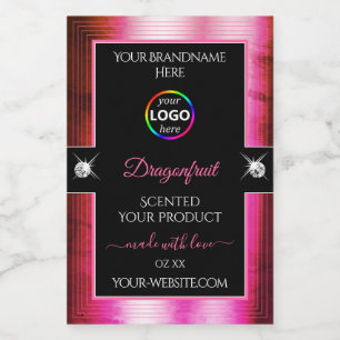 Etiqueta do logotipo rosa brilhante Crimson preto 