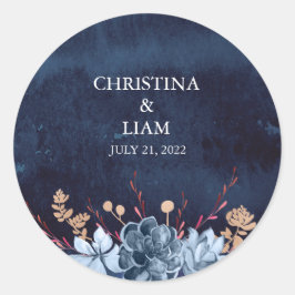 Etiqueta do marinho Chalkboard Floral Wedker