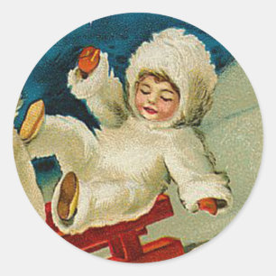 Etiqueta do Natal do bebê da neve do Victorian