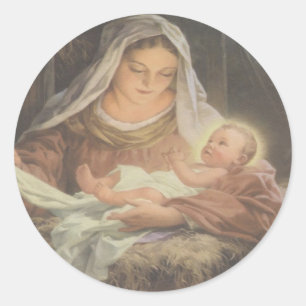 ETIQUETA DO NATAL - MÃE MARY E BEBÊ JESUS