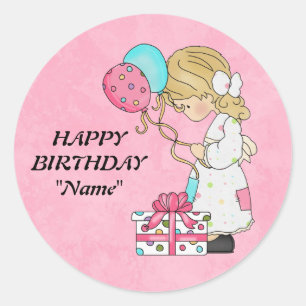 Etiqueta do nome do feliz aniversario