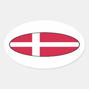 Etiqueta do Oval da bandeira de Dinamarca