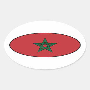 Etiqueta do Oval da bandeira de Marrocos