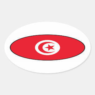 Etiqueta do Oval da bandeira de Tunísia