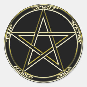 Etiqueta do Pentagram da terra, do ar & do fogo