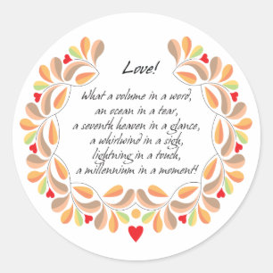 Etiqueta do poema do amor