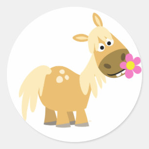 Etiqueta do pônei e da flor dos desenhos animados