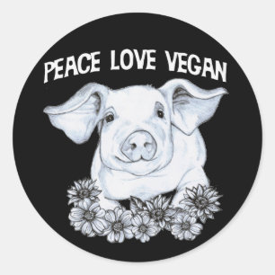 Etiqueta do porco do Vegan do amor da paz