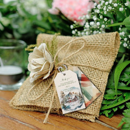 Etiqueta do Presente da Montanha de inverno