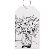 Etiqueta do presente de desenho do Buquê da Flor