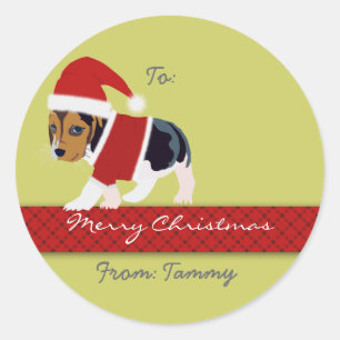 Etiqueta do presente do Natal (cão) - customizáv