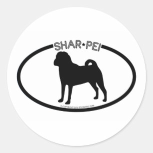 Etiqueta do preto da silhueta de Shar Pei