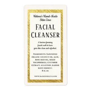 Etiqueta do produto de limpeza facial de beleza fe