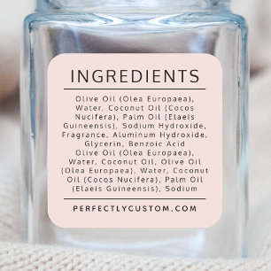 Etiqueta do produto Lista de ingredientes rosa cla