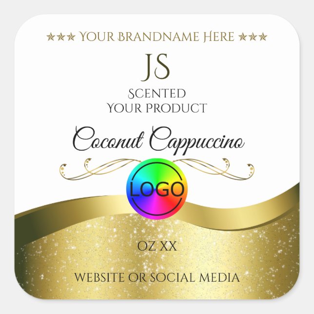 Etiqueta do produto Monograma Dourado de onda clar (Frente)