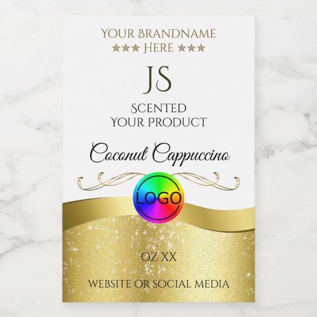 Etiqueta do produto Monograma Dourado de onda clar (Rótulo Único)