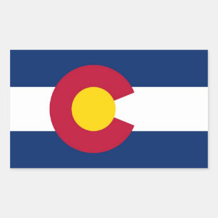 Etiqueta do retângulo com a bandeira de Colorado,