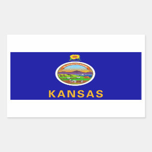 Etiqueta do retângulo com a bandeira de Kansas,