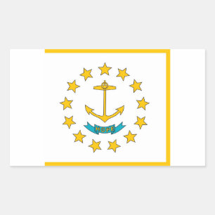 Etiqueta do retângulo com a bandeira de Rhode -