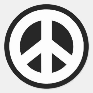 Etiqueta do sinal de paz - branco no preto
