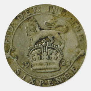 Etiqueta do sixpence de 1922 Ingleses