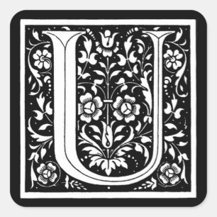 Etiqueta do ` U floral do monograma do vintage' -