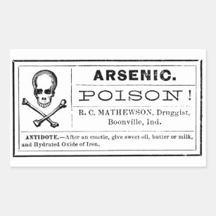 Etiqueta do veneno do arsênico do vintage