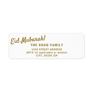 Etiqueta do Vinheta de Retorno Eid Mubarak Dourado