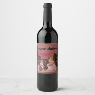 etiqueta do vinho cor-de-rosa de três corujas