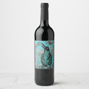 etiqueta do vinho da pintura do corvo
