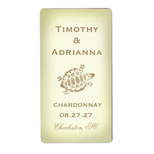 Etiqueta do vinho do casamento da tartaruga de mar