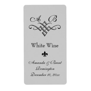 Etiqueta do vinho do casamento do monograma