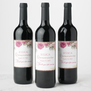 Etiqueta do Vinho Glitter Dourado de Quinceanera R
