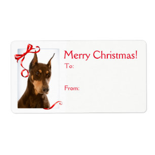 Etiqueta Doberman de Natal Red e Rust Stickers