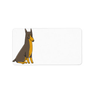 Etiqueta Doberman Pinscher Sitting Cartoon