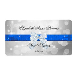Etiqueta Doce Dezesseis, Prata, Azul, Faux Satin