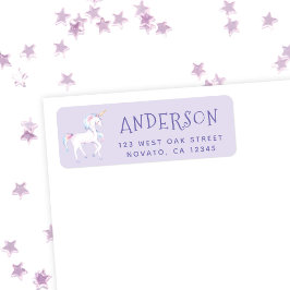 Etiqueta Doce Rainbow Unicorn Aniversário Return Address