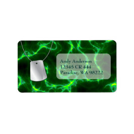 Etiqueta Dog tags e raios verdes