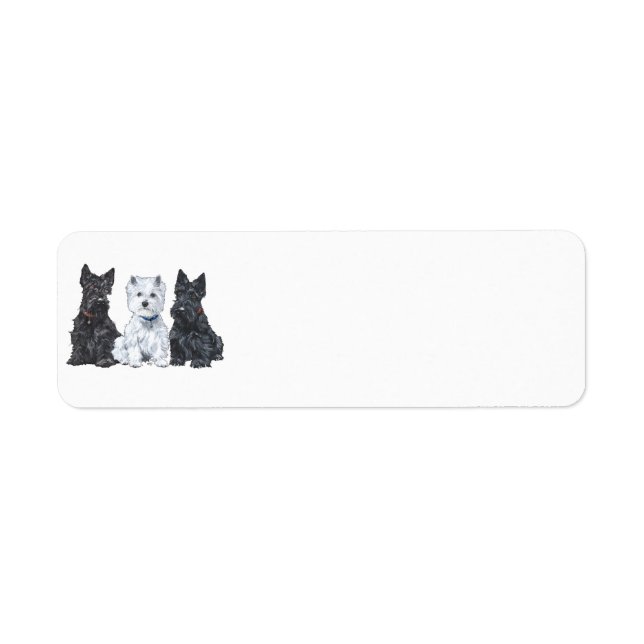 Etiqueta Dois Scotties e um Westie (Frente)