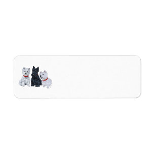 Etiqueta Dois Westies e um Scottie