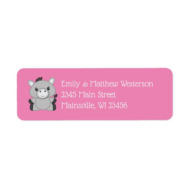 Etiqueta Donkey Chá de fraldas Rosa (Frente)