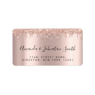 Etiqueta Dos gotejamentos novos do endereço do casamento d