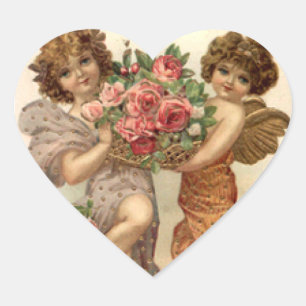 Etiqueta dos namorados dos anjos e dos rosas do