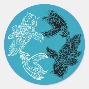 Etiqueta dos peixes de YIN e de YANG Koi