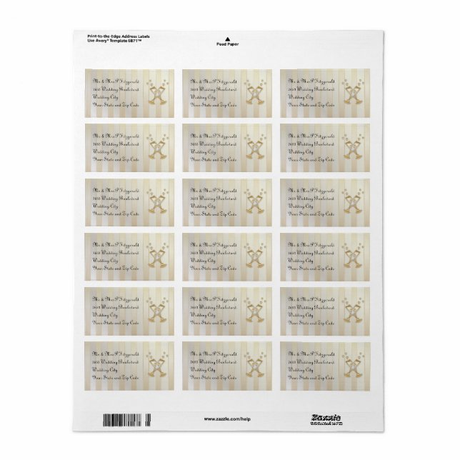 Etiqueta Dourada Champagne Love Heart set (Toda a folha)