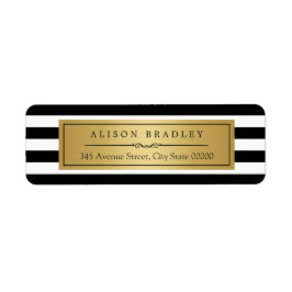 Etiqueta Dourada de Faixa Branca Negra Clássica