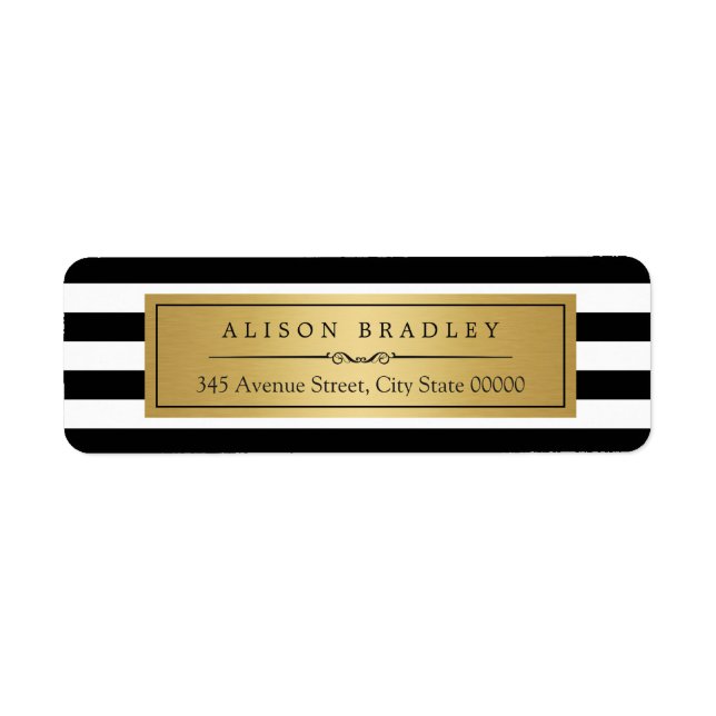 Etiqueta Dourada de Faixa Branca Negra Clássica (Frente)