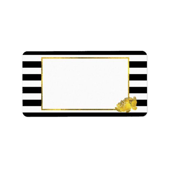 Etiqueta Dourada de Stripe Negra e Faux (Frente)