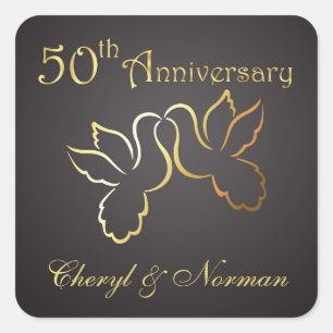 Etiqueta dourada do aniversário de casamento dos